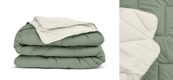 All - in - One Lazy Duvet | Cream/Green | Single - 140cm (W) x 200cm (L) - The Bedding & Blankets Store