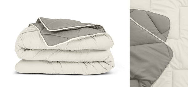 All - in one Lazy Duvet | Cream/Khaki | Single - 140cm (W) x 200cm (L) - The Bedding & Blankets Store