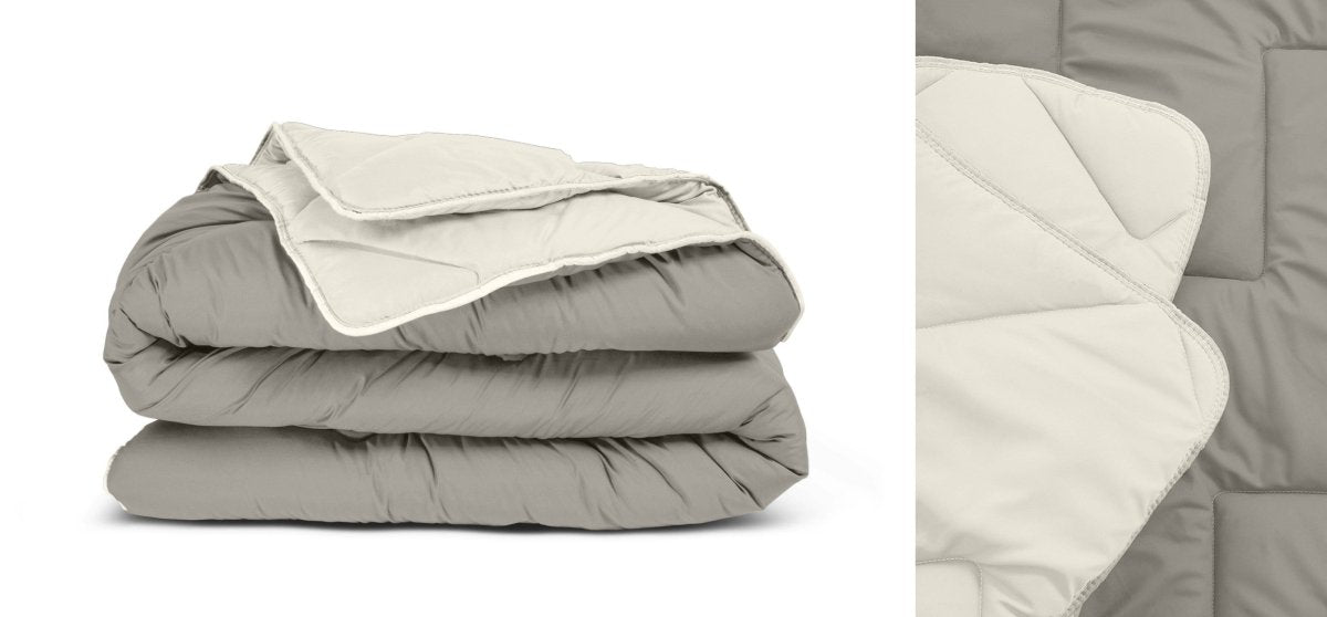 All - in one Lazy Duvet | Cream/Khaki | Single - 140cm (W) x 200cm (L) - The Bedding & Blankets Store