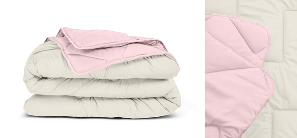 All - in one Lazy Duvet | Cream/Pink | Single - 140cm (W) x 200cm (L) - The Bedding & Blankets Store