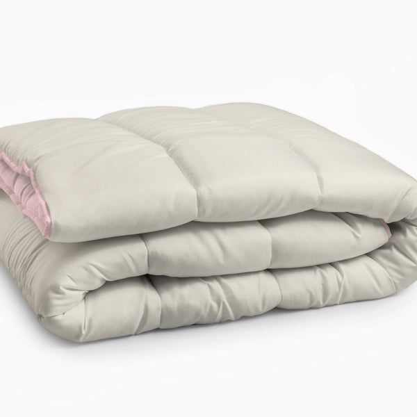 All - in one Lazy Duvet | Cream/Pink | Single - 140cm (W) x 200cm (L) - The Bedding & Blankets Store