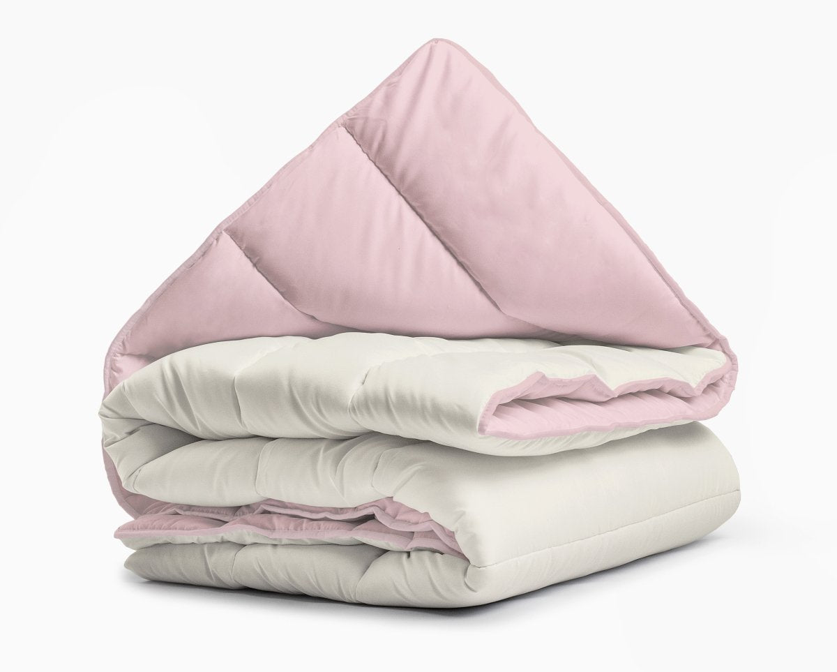 All - in one Lazy Duvet | Cream/Pink | Single - 140cm (W) x 200cm (L) - The Bedding & Blankets Store