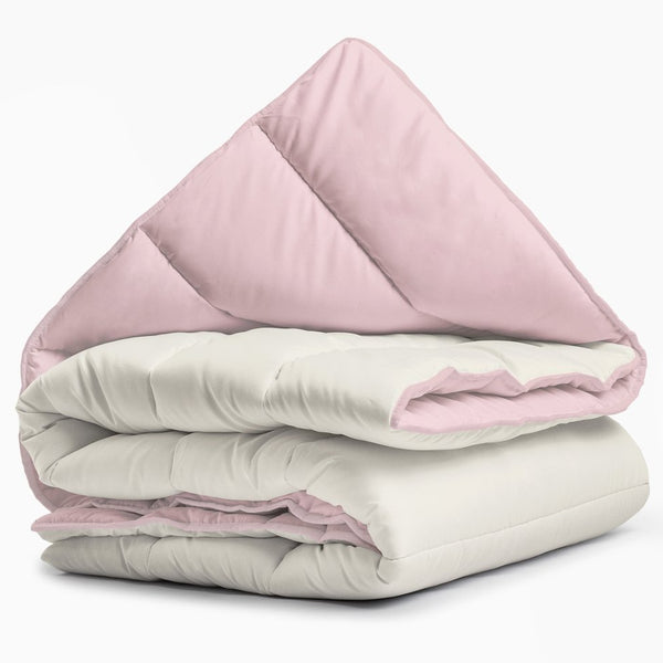 All - in one Lazy Duvet | Cream/Pink | Single - 140cm (W) x 200cm (L) - The Bedding & Blankets Store