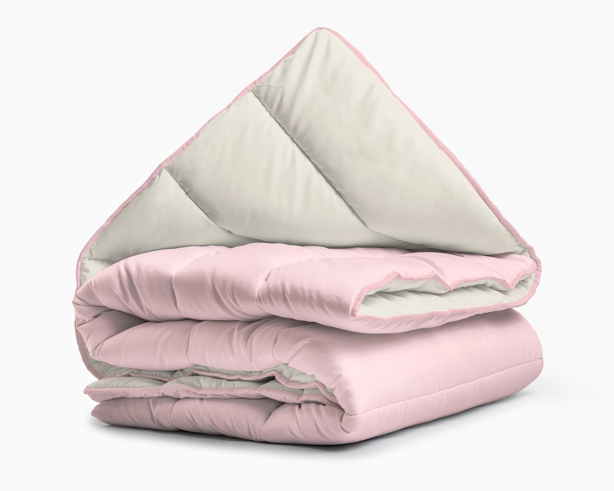 All - in one Lazy Duvet | Cream/Pink | Single - 140cm (W) x 200cm (L) - The Bedding & Blankets Store