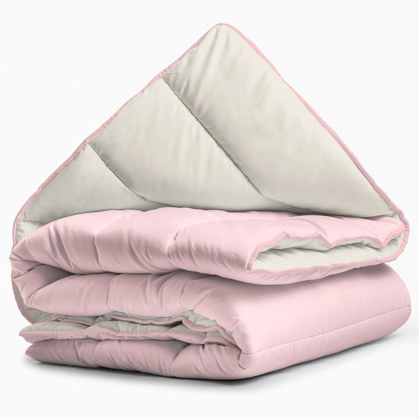All - in one Lazy Duvet | Cream/Pink | Single - 140cm (W) x 200cm (L) - The Bedding & Blankets Store