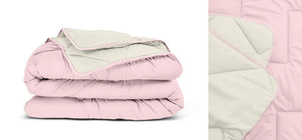 All - in one Lazy Duvet | Cream/Pink | Single - 140cm (W) x 200cm (L) - The Bedding & Blankets Store