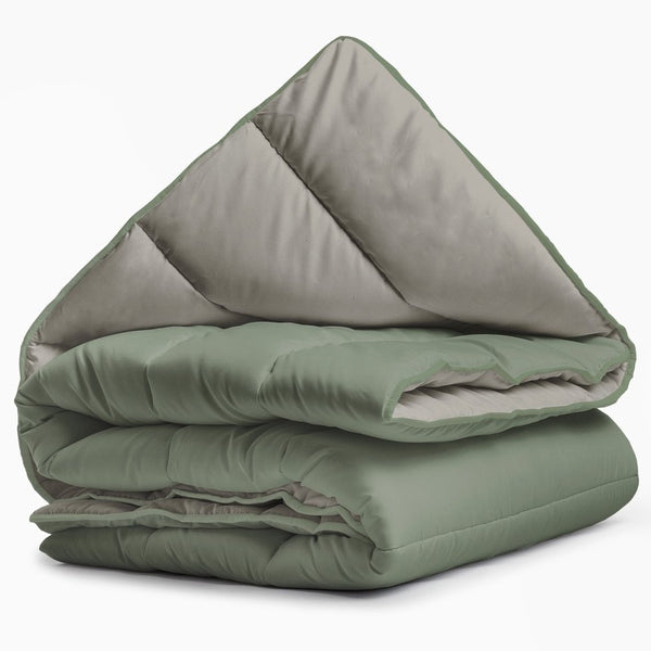 All - in one Lazy Duvet | Green/Khaki | Single - 140cm (W) x 200cm (L) - The Bedding & Blankets Store