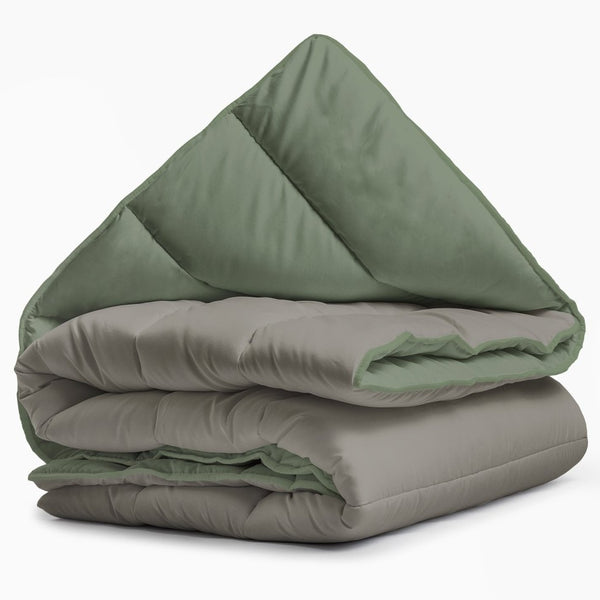All - in one Lazy Duvet | Green/Khaki | Single - 140cm (W) x 200cm (L) - The Bedding & Blankets Store