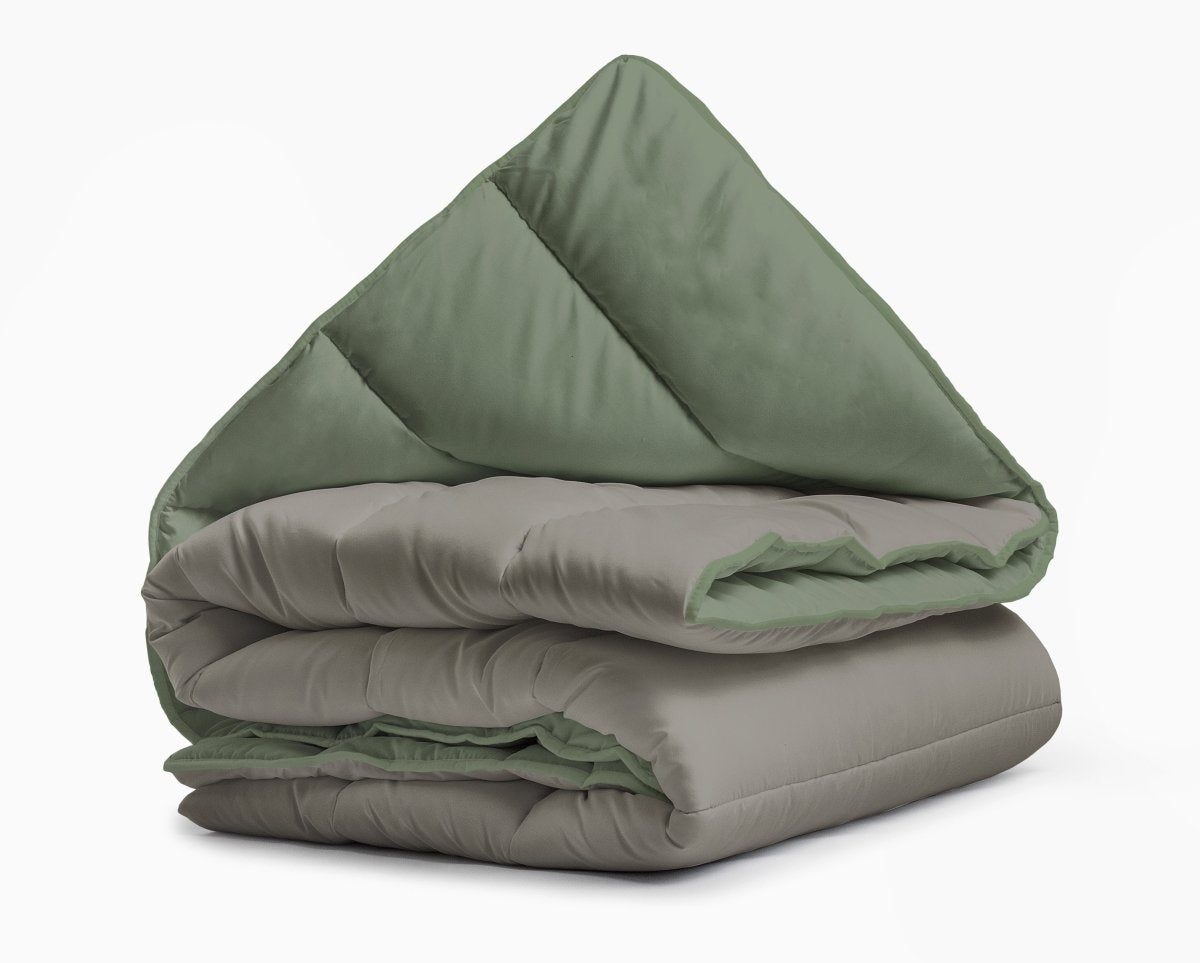All - in one Lazy Duvet | Green/Khaki | Single - 140cm (W) x 200cm (L) - The Bedding & Blankets Store