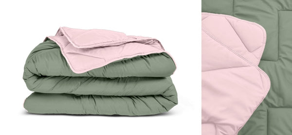 All - in one Lazy Duvet | Green/Pink | Single - 140cm (W) x 200cm (L) - The Bedding & Blankets Store