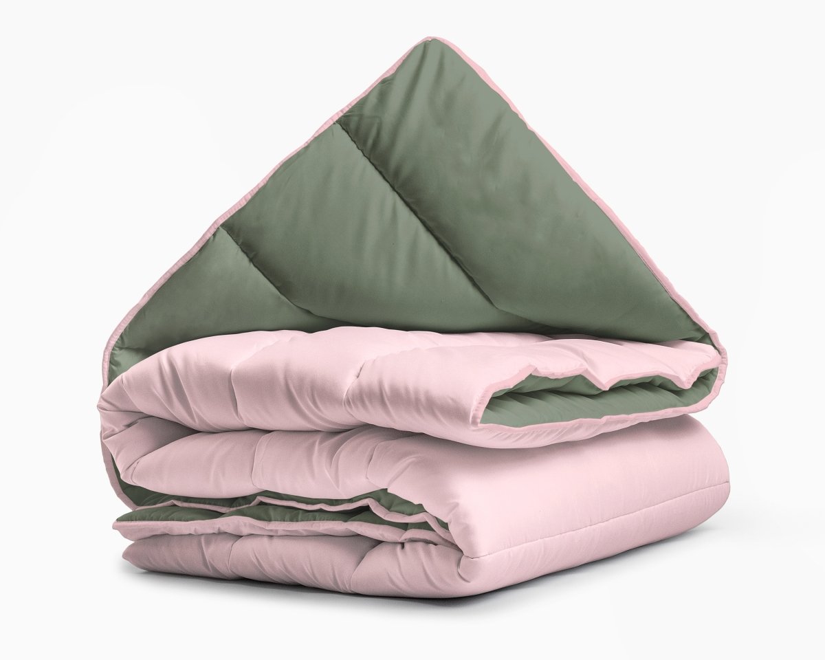 All - in one Lazy Duvet | Green/Pink | Single - 140cm (W) x 200cm (L) - The Bedding & Blankets Store