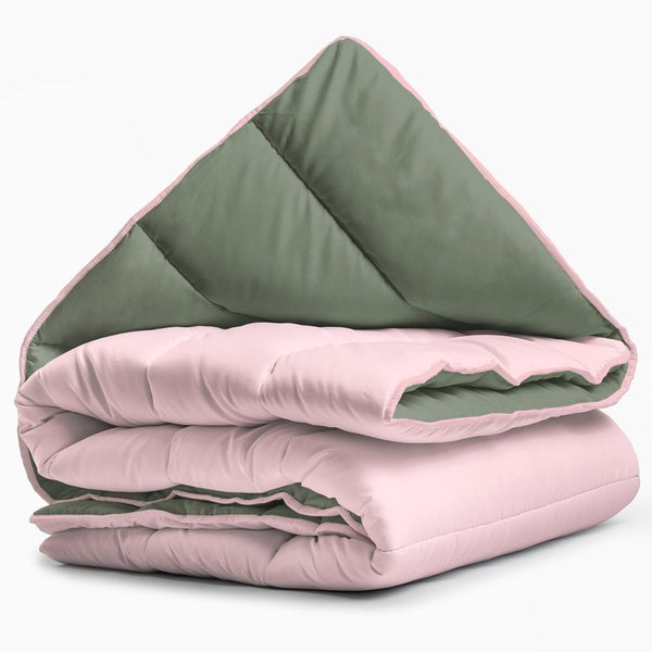 All - in one Lazy Duvet | Green/Pink | Single - 140cm (W) x 200cm (L) - The Bedding & Blankets Store