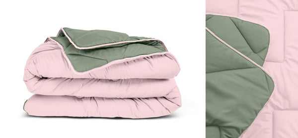 All - in one Lazy Duvet | Green/Pink | Single - 140cm (W) x 200cm (L) - The Bedding & Blankets Store