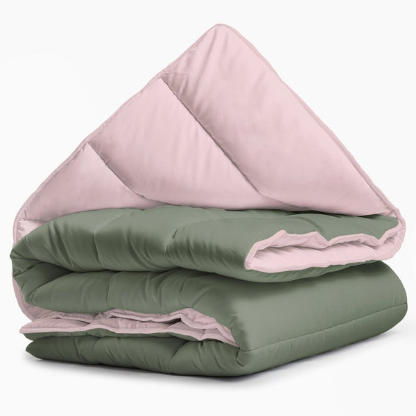 All - in one Lazy Duvet | Green/Pink | Single - 140cm (W) x 200cm (L) - The Bedding & Blankets Store