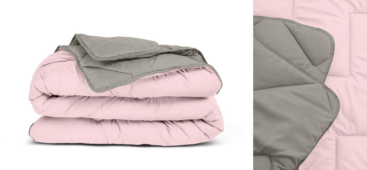 All - in one Lazy Duvet | Pink/Khaki | Single - 140cm (W) x 200cm (L) - The Bedding & Blankets Store