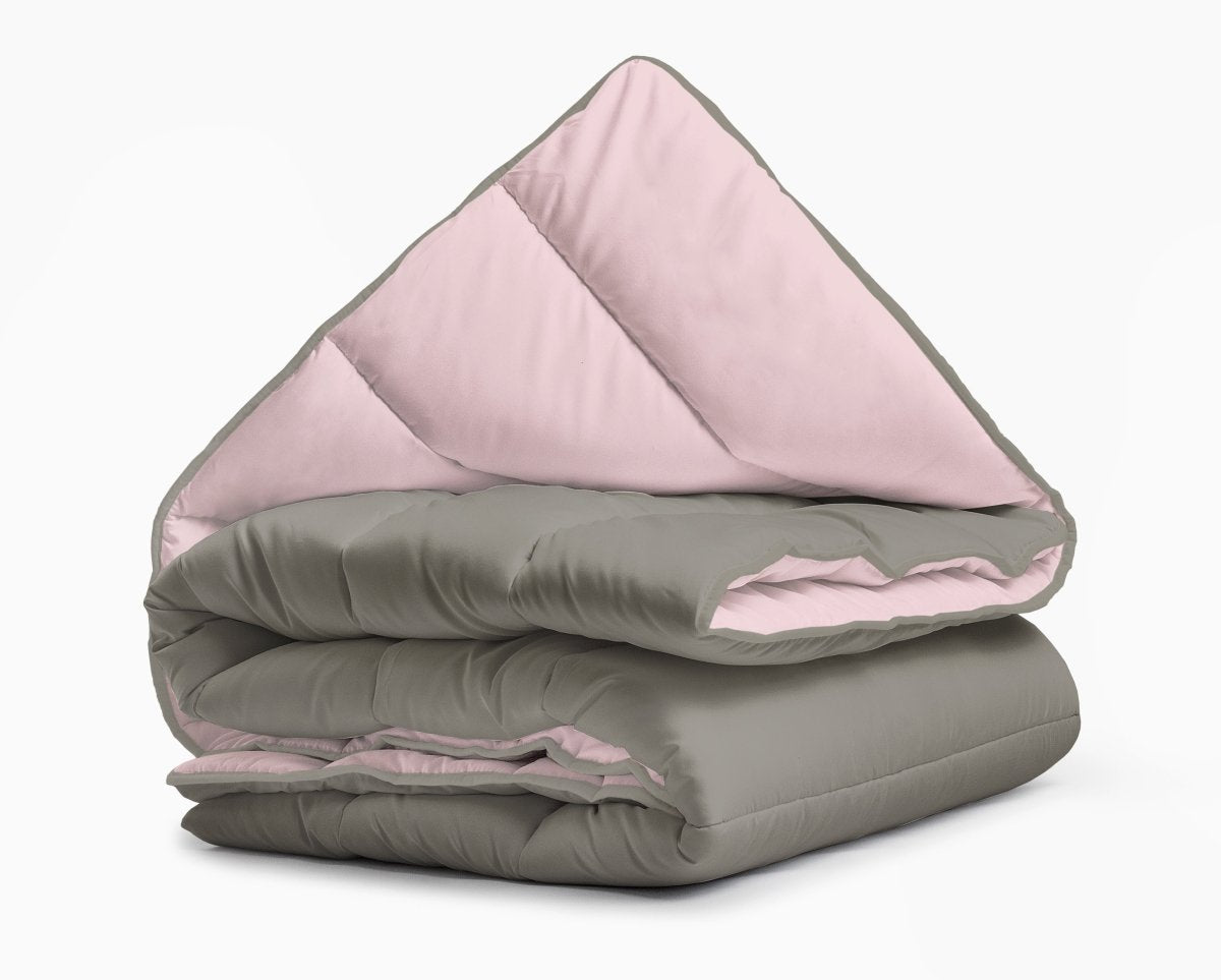 All - in one Lazy Duvet | Pink/Khaki | Single - 140cm (W) x 200cm (L) - The Bedding & Blankets Store
