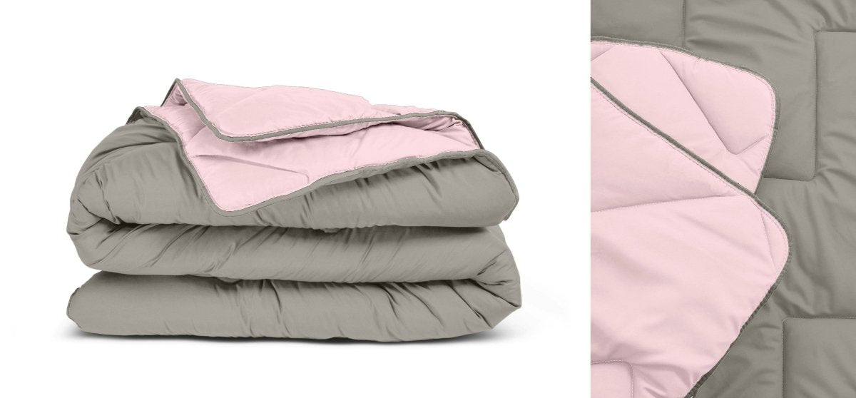 All - in one Lazy Duvet | Pink/Khaki | Single - 140cm (W) x 200cm (L) - The Bedding & Blankets Store