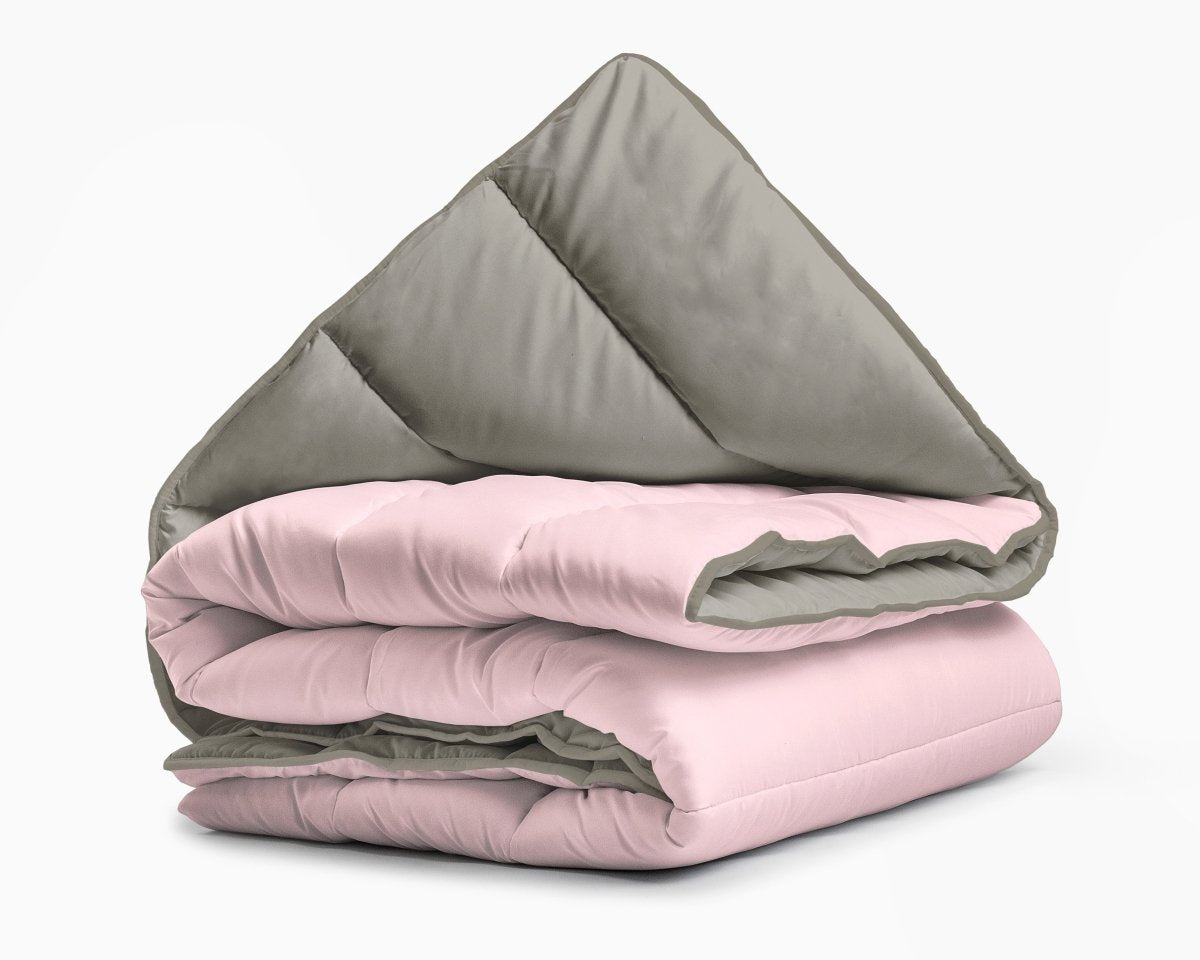 All - in one Lazy Duvet | Pink/Khaki | Single - 140cm (W) x 200cm (L) - The Bedding & Blankets Store