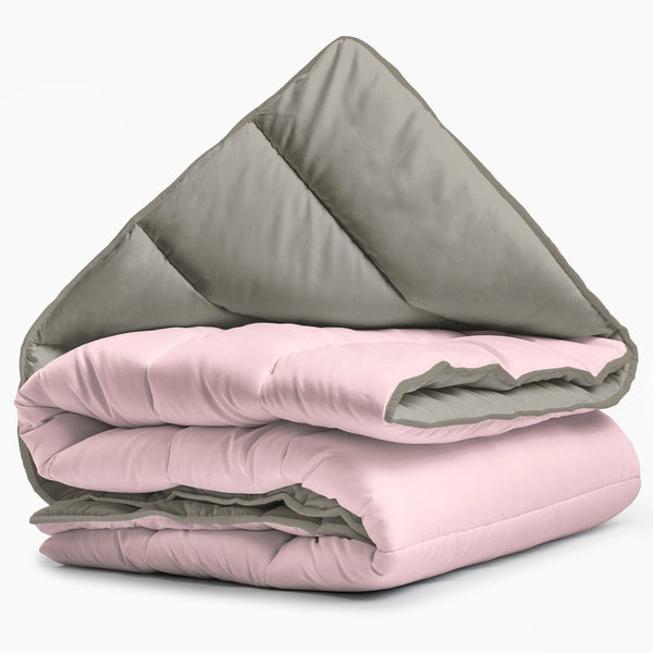 All - in one Lazy Duvet | Pink/Khaki | Single - 140cm (W) x 200cm (L) - The Bedding & Blankets Store