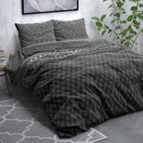 Brushed Cotton - Rich Flannel Duvet Cover Set Cheng | Anthracite | Single - 140cm (W) x 220cm (L) - The Bedding & Blankets Store
