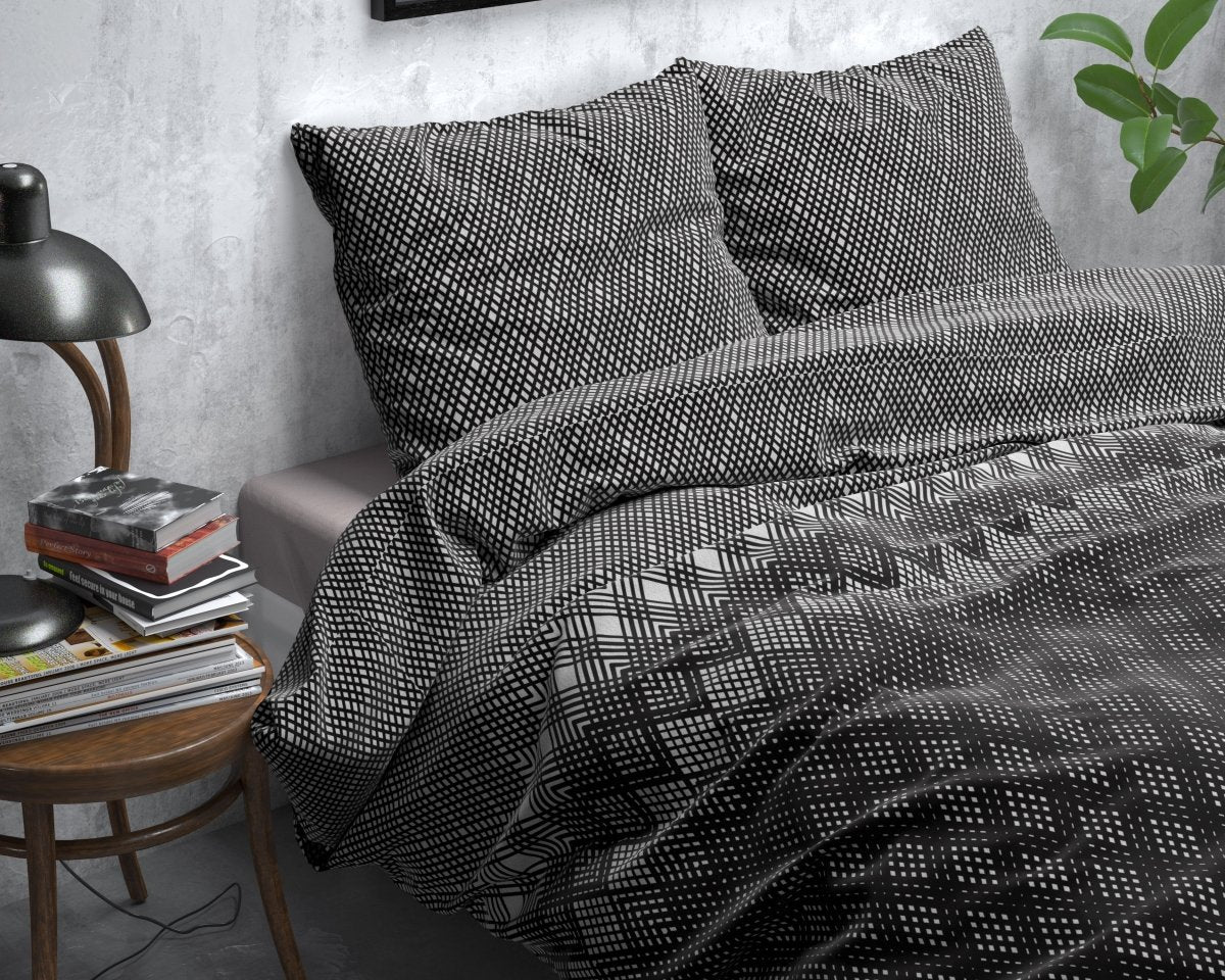 Brushed Cotton - Rich Flannel Duvet Cover Set Cheng | Anthracite | Single - 140cm (W) x 220cm (L) - The Bedding & Blankets Store