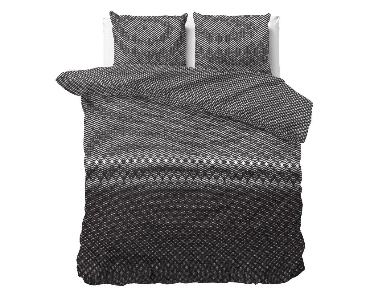 Brushed Cotton - Rich Flannel Duvet Cover Set Cheng | Anthracite | Single - 140cm (W) x 220cm (L) - The Bedding & Blankets Store