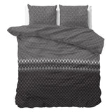 Brushed Cotton - Rich Flannel Duvet Cover Set Cheng | Anthracite | Single - 140cm (W) x 220cm (L) - The Bedding & Blankets Store