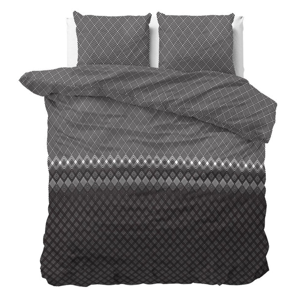 Brushed Cotton - Rich Flannel Duvet Cover Set Cheng | Anthracite | Single - 140cm (W) x 220cm (L) - The Bedding & Blankets Store