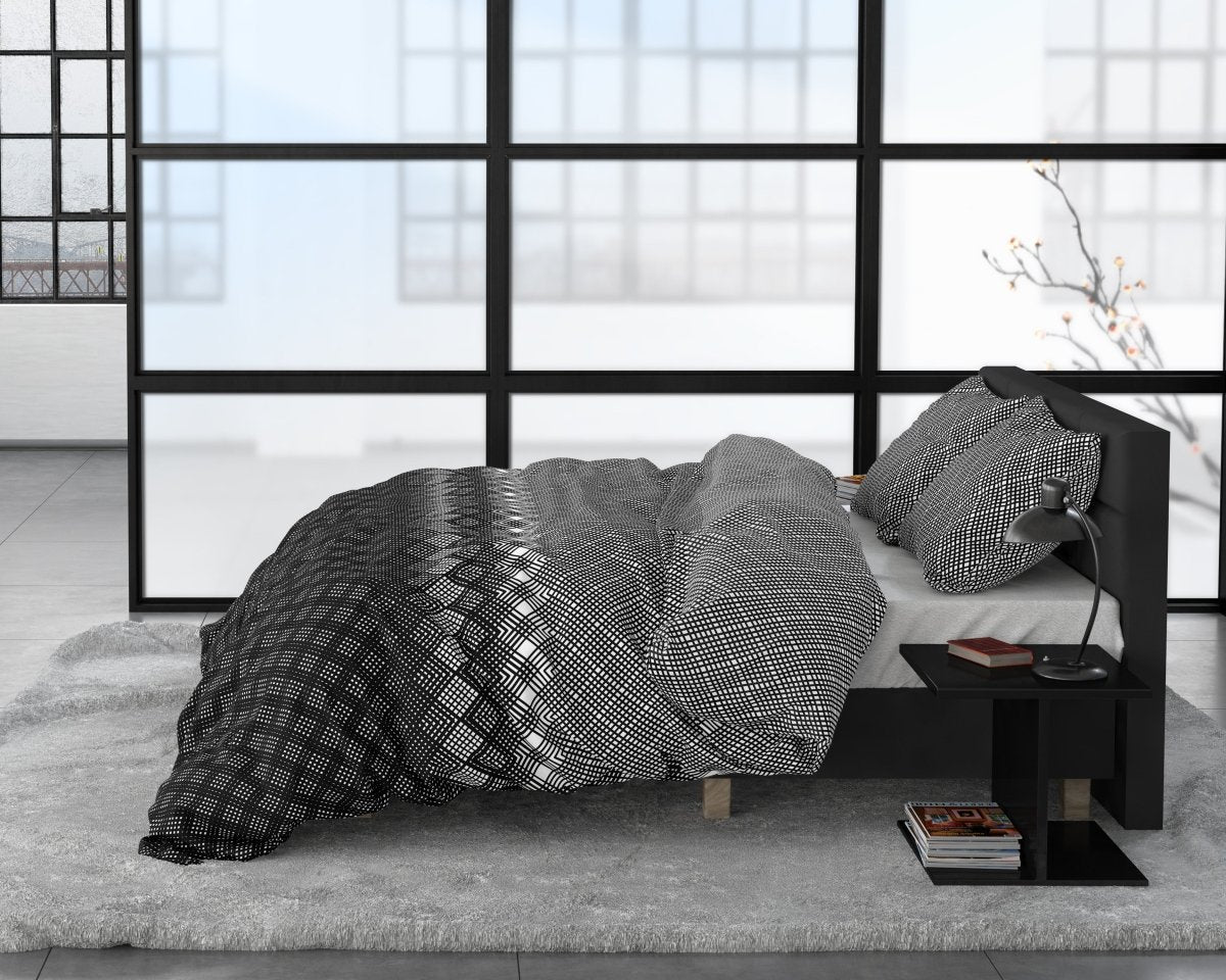 Brushed Cotton - Rich Flannel Duvet Cover Set Cheng | Anthracite | Single - 140cm (W) x 220cm (L) - The Bedding & Blankets Store