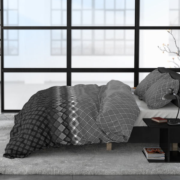 Brushed Cotton - Rich Flannel Duvet Cover Set Cheng | Anthracite | Single - 140cm (W) x 220cm (L) - The Bedding & Blankets Store