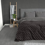 Brushed Cotton - Rich Flannel Duvet Cover Set Cheng | Anthracite | Single - 140cm (W) x 220cm (L) - The Bedding & Blankets Store