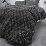 Brushed Cotton - Rich Flannel Duvet Cover Set Cheng | Anthracite | Single - 140cm (W) x 220cm (L) - The Bedding & Blankets Store