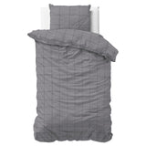 Brushed Cotton - Rich Flannel Duvet Cover Set Deep Check | Grey | Single - 140cm (W) x 220cm (L) - The Bedding & Blankets Store