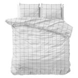 Brushed Cotton - Rich Flannel Duvet Cover Set Deep Check | White | Single - 140cm (W) x 220cm (L) - The Bedding & Blankets Store