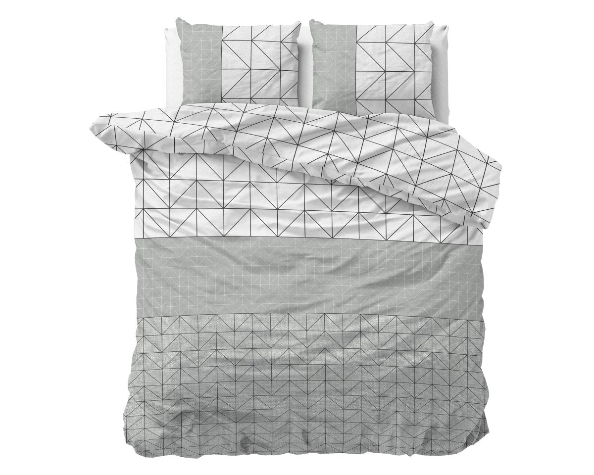 Brushed Cotton - Rich Flannel Duvet Cover Set Gino | Grey | Single - 140cm (W) x 220cm (L) - The Bedding & Blankets Store