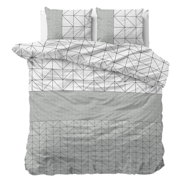 Brushed Cotton - Rich Flannel Duvet Cover Set Gino | Grey | Single - 140cm (W) x 220cm (L) - The Bedding & Blankets Store