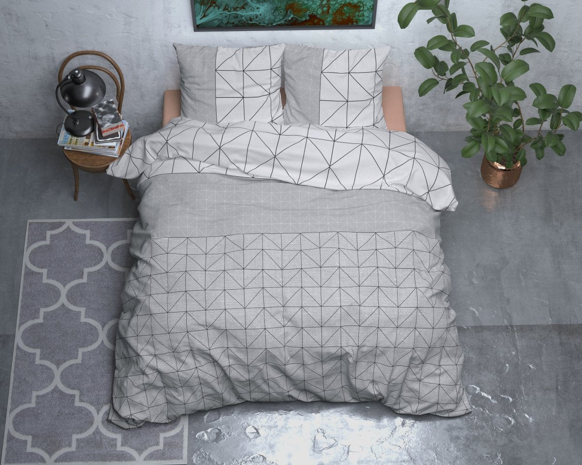 Brushed Cotton - Rich Flannel Duvet Cover Set Gino | Grey | Single - 140cm (W) x 220cm (L) - The Bedding & Blankets Store