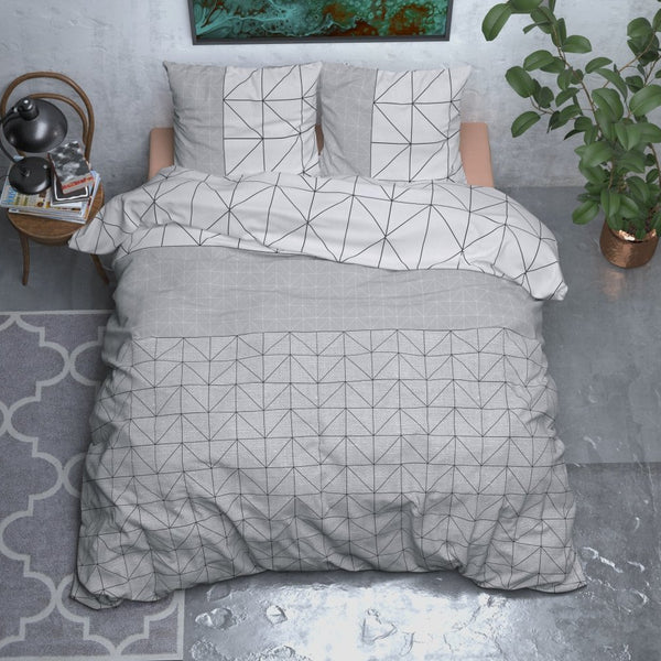 Brushed Cotton - Rich Flannel Duvet Cover Set Gino | Grey | Single - 140cm (W) x 220cm (L) - The Bedding & Blankets Store