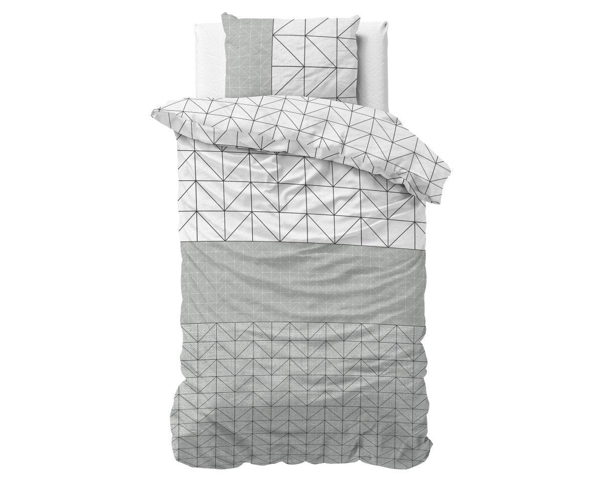 Brushed Cotton - Rich Flannel Duvet Cover Set Gino | Grey | Single - 140cm (W) x 220cm (L) - The Bedding & Blankets Store