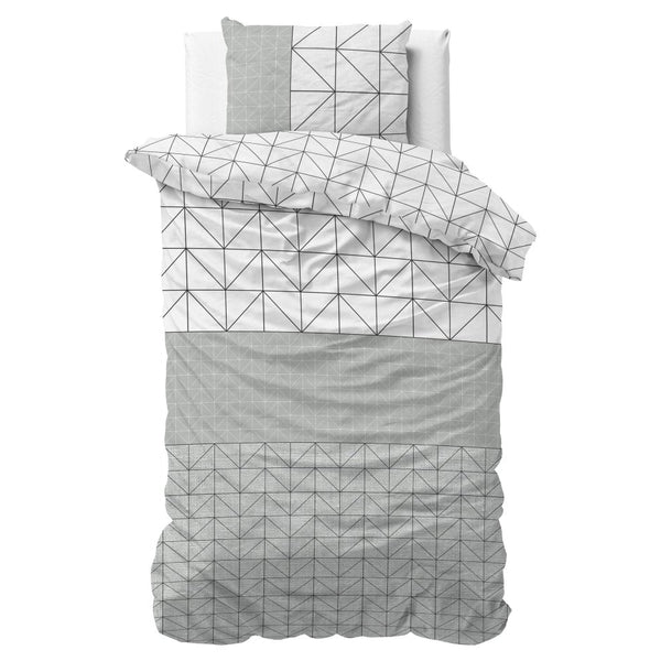 Brushed Cotton - Rich Flannel Duvet Cover Set Gino | Grey | Single - 140cm (W) x 220cm (L) - The Bedding & Blankets Store