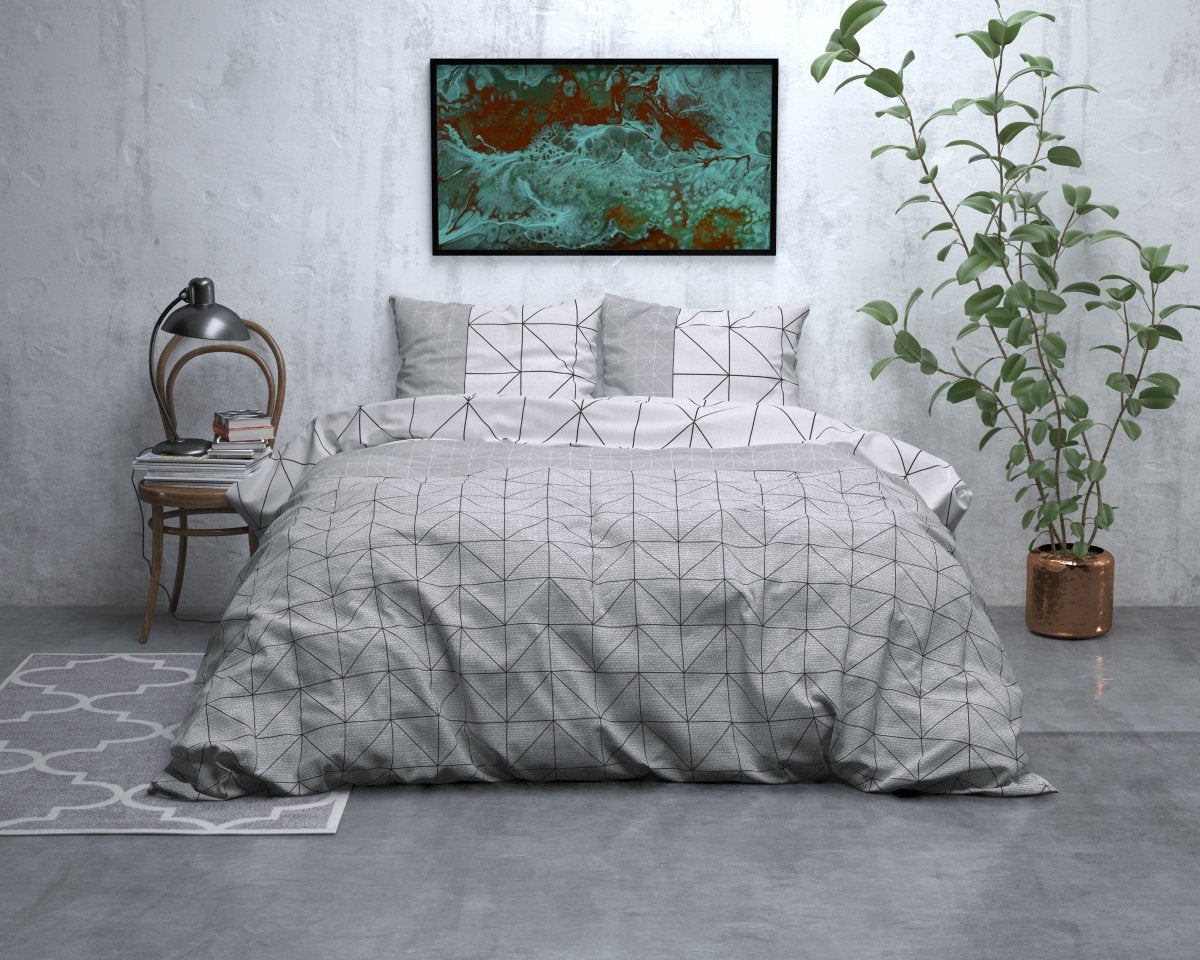 Brushed Cotton - Rich Flannel Duvet Cover Set Gino | Grey | Single - 140cm (W) x 220cm (L) - The Bedding & Blankets Store