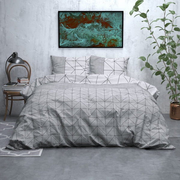 Brushed Cotton - Rich Flannel Duvet Cover Set Gino | Grey | Single - 140cm (W) x 220cm (L) - The Bedding & Blankets Store