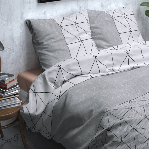 Brushed Cotton - Rich Flannel Duvet Cover Set Gino | Grey | Single - 140cm (W) x 220cm (L) - The Bedding & Blankets Store