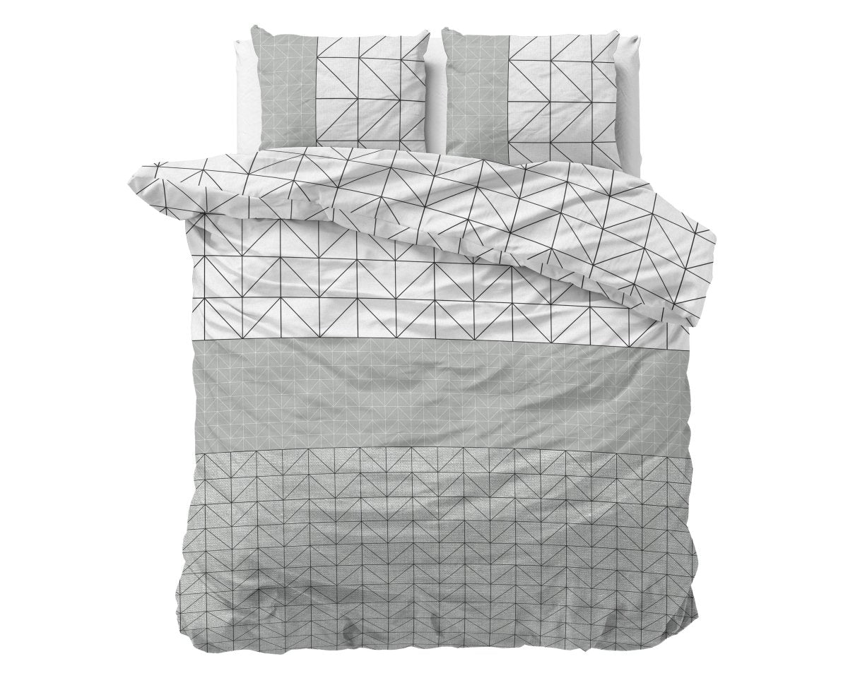 Brushed Cotton - Rich Flannel Duvet Cover Set Gino | Grey | Single - 140cm (W) x 220cm (L) - The Bedding & Blankets Store