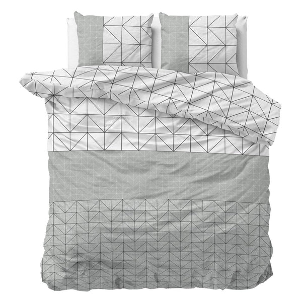 Brushed Cotton - Rich Flannel Duvet Cover Set Gino | Grey | Single - 140cm (W) x 220cm (L) - The Bedding & Blankets Store