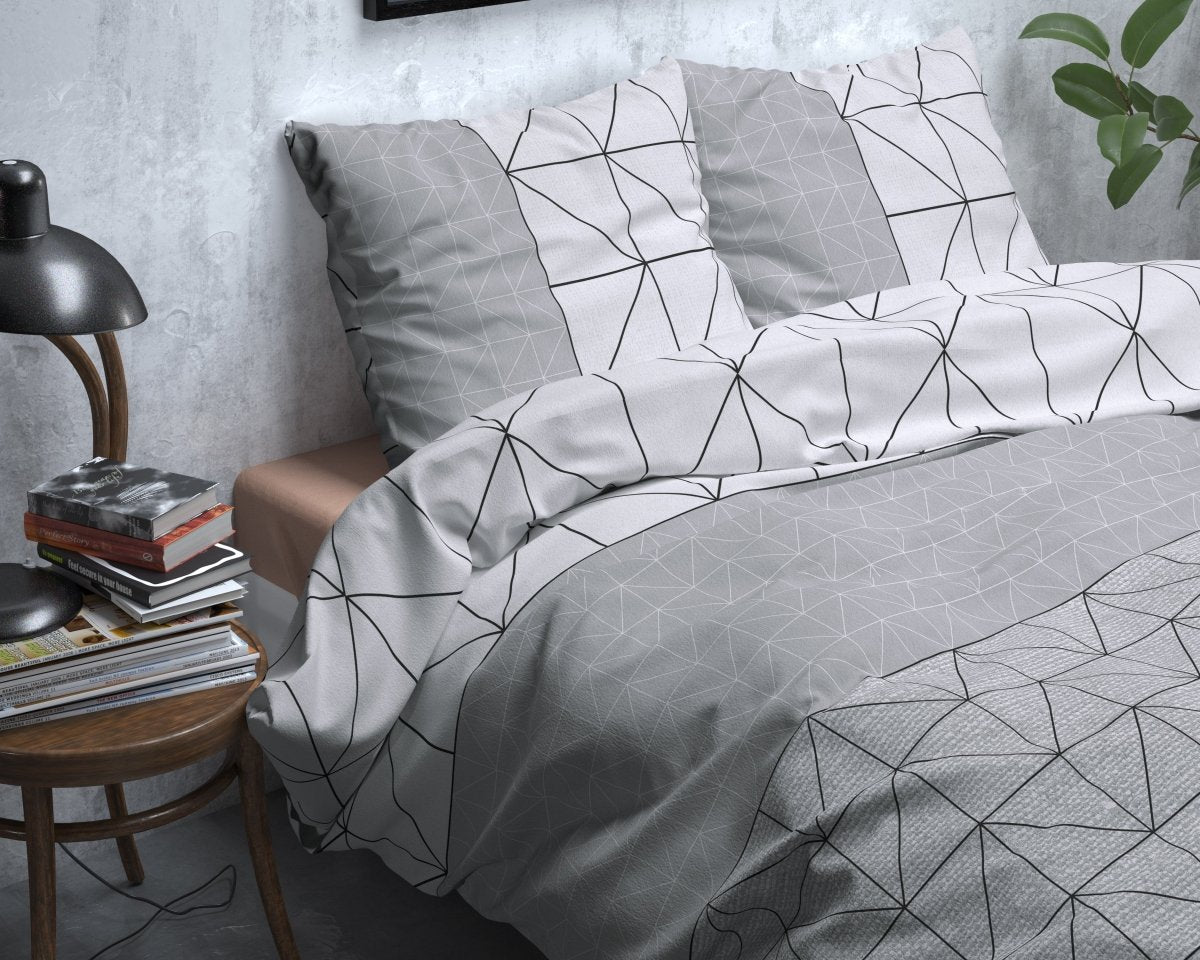 Brushed Cotton - Rich Flannel Duvet Cover Set Gino | Grey | Single - 140cm (W) x 220cm (L) - The Bedding & Blankets Store