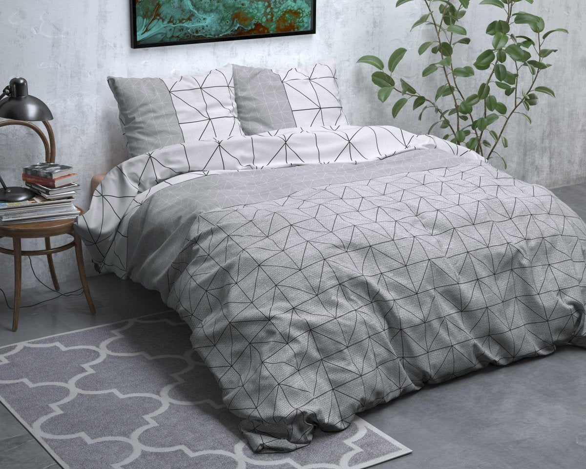 Brushed Cotton - Rich Flannel Duvet Cover Set Gino | Grey | Single - 140cm (W) x 220cm (L) - The Bedding & Blankets Store