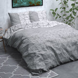 Brushed Cotton - Rich Flannel Duvet Cover Set Gino | Grey | Single - 140cm (W) x 220cm (L) - The Bedding & Blankets Store