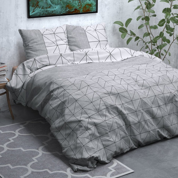 Brushed Cotton - Rich Flannel Duvet Cover Set Gino | Grey | Single - 140cm (W) x 220cm (L) - The Bedding & Blankets Store