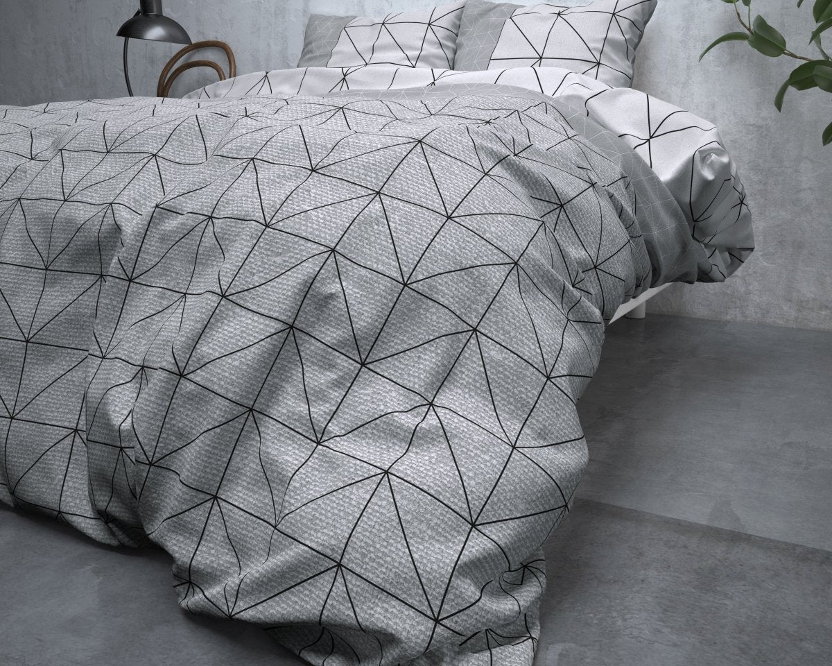 Brushed Cotton - Rich Flannel Duvet Cover Set Gino | Grey | Single - 140cm (W) x 220cm (L) - The Bedding & Blankets Store